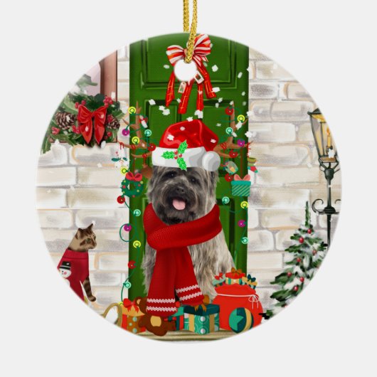 Cairn Terrier Dog Kerstmis Keramisch Ornament (Voorkant)