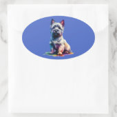 Cairn Terrier Dog Ovale Sticker (Tas)