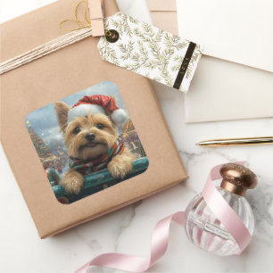 Cairn Terrier Dog Roller Onderzetter Kerst Vierkante Sticker