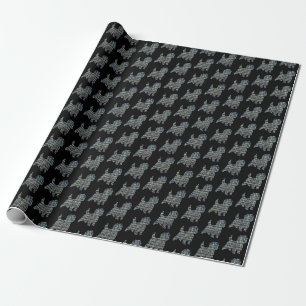 Cairn Terrier Dog Yellow & Black Grid Line Cadeaupapier