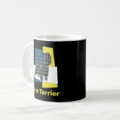 Cairn Terrier Dog Yellow & Black Grid Line Coffee Koffiemok (Voorkant links)