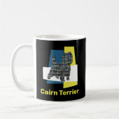Cairn Terrier Dog Yellow & Black Grid Line Coffee Koffiemok (Links)