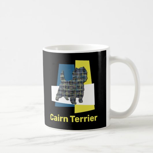 Cairn Terrier Dog Yellow & Black Grid Line Coffee Koffiemok (Rechts)