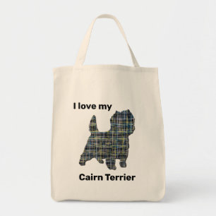 Cairn Terrier Dog Yellow & Black Grid Line Tas