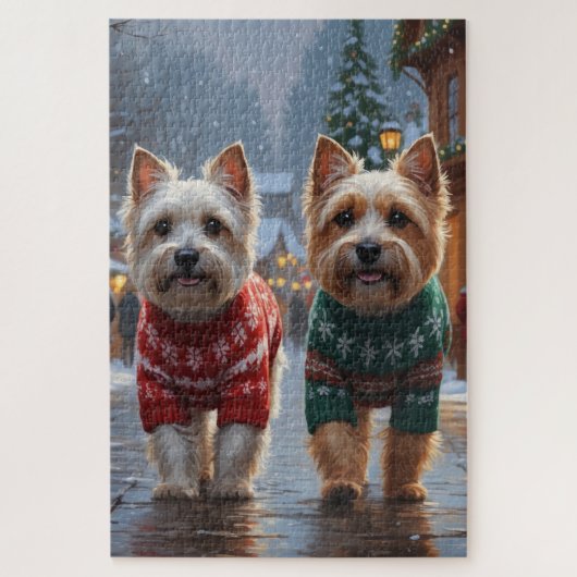 Cairn Terrier Dogs Christmas Snow Holiday  Legpuzzel (Verticaal)
