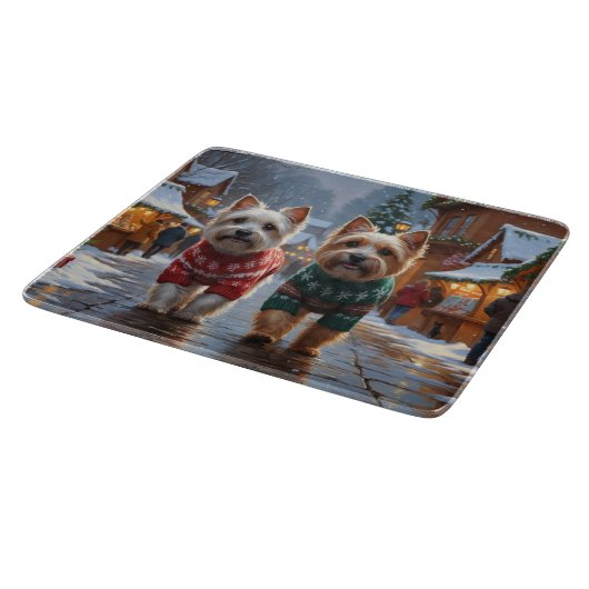 Cairn Terrier Dogs Christmas Snow Holiday Snijplank (Hoek)