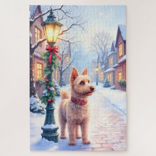 Cairn Terrier Festive Lamppost Village Christmas Legpuzzel (Verticaal)