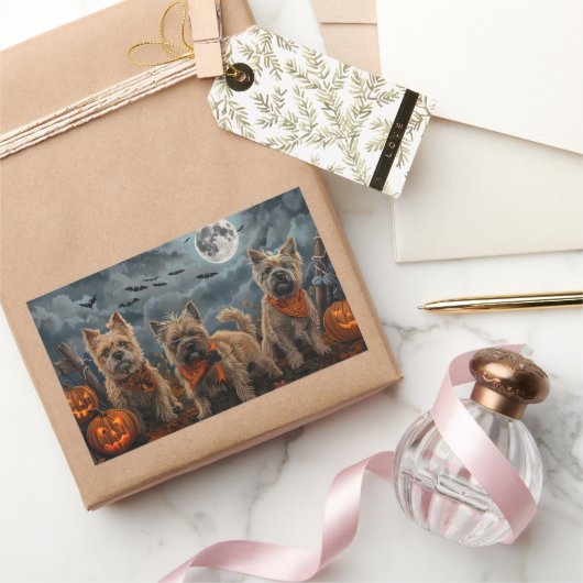Cairn Terrier Halloween Spooky Rechthoekige Sticker (Geschenken)