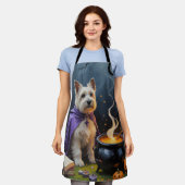 Cairn Terrier hond grillige Halloween schilderij Schort (Gedragen)