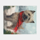 Cairn Terrier Hond in Sneeuw Kerstmis Fleece Deken (Voorkant (Horizontaal))