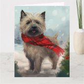 Cairn Terrier Hond in Sneeuw Kerstmis Kaart (Voorkant)