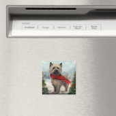 Cairn Terrier Hond in Sneeuw Kerstmis Magneet (Insitu (Vaatwasser))