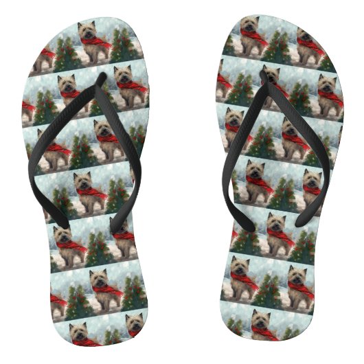 Cairn Terrier Hond in Sneeuw Kerstmis Teenslippers (Voetbed)