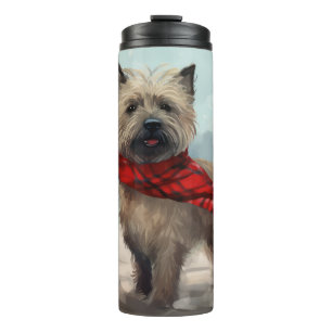 Cairn Terrier Hond in Sneeuw Kerstmis Thermosbeker