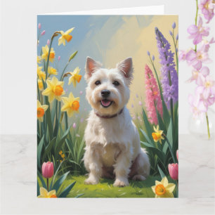 Cairn Terrier-hond lente bloemen schilderij Kaart