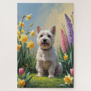Cairn Terrier-hond lente bloemen schilderij Legpuzzel