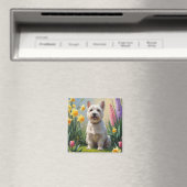 Cairn Terrier-hond lente bloemen schilderij Magneet (Insitu (Vaatwasser))