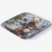Cairn Terrier Hond Rijden Motorfiets Kerstmis Papieren Bordje (Gebogen)