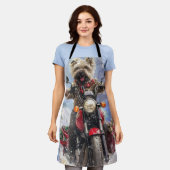 Cairn Terrier Hond Rijden Motorfiets Kerstmis Schort (Gedragen)