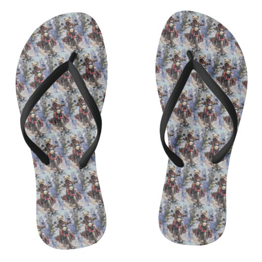 Cairn Terrier Hond Rijden Motorfiets Kerstmis Teenslippers (Voetbed)