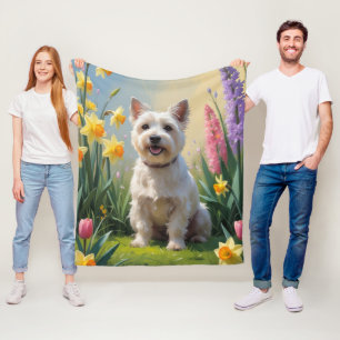 Cairn Terrier Hond Spring Bloemen Schilderen Fleece Deken