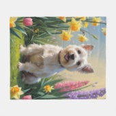 Cairn Terrier Hond Spring Bloemen Schilderen Fleece Deken (Voorkant (Horizontaal))