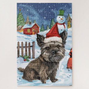 Cairn Terrier Hond Winter Wonderland Kerstvreugde Legpuzzel