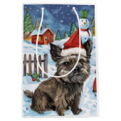 Cairn Terrier Hond Winter Wonderland Kerstvreugde Medium Cadeauzakje (Voorkant)