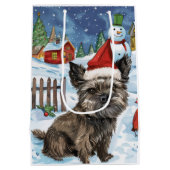 Cairn Terrier Hond Winter Wonderland Kerstvreugde Medium Cadeauzakje (Achterkant)