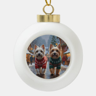 Cairn Terrier Honden Kerst Sneeuw Vakantie Keramische Bal Ornament