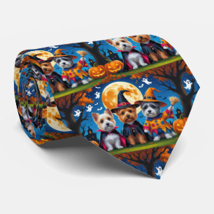 Cairn Terrier Honden Pompoen Halloween Grappig Stropdas