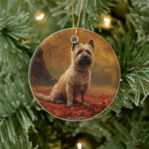 Cairn Terrier in de herfst Bladeren vallen Inspire Keramisch Ornament