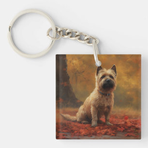 Cairn Terrier in de herfst geïnspireerd door valle Sleutelhanger
