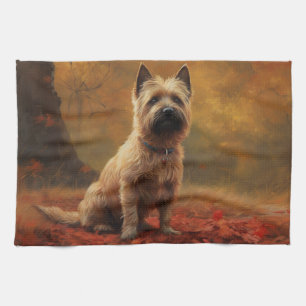 Cairn Terrier in de herfst geïnspireerd door valle Theedoek