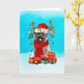 Cairn Terrier in de sneeuw met kerstcadeaus Kaart (Gele Bloem)