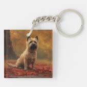 Cairn Terrier in Herfst laat Herfst inspireren Sleutelhanger (Achterkant)