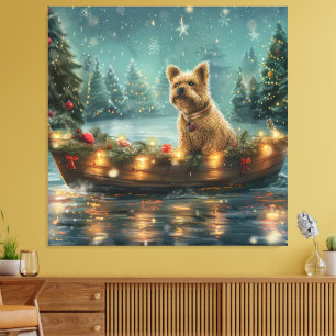 Cairn Terrier Kerst Feestelijke Reis Canvas Afdruk