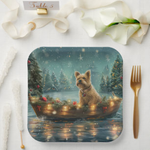 Cairn Terrier Kerst Feestelijke Reis Papieren Bordje