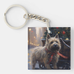 Cairn Terrier Kerst Feestseizoen Sleutelhanger