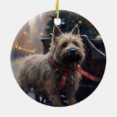 Cairn Terrier Kerstfeest Seizoen Keramisch Ornament (Achterkant)