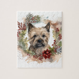 Cairn Terrier Kerstkrans Feestelijke Pup Legpuzzel