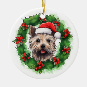 Cairn Terrier Kerstkrans Keramisch Ornament