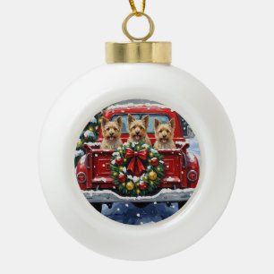 Cairn Terrier Kerstmis Rode Truck Vakantie Keramische Bal Ornament