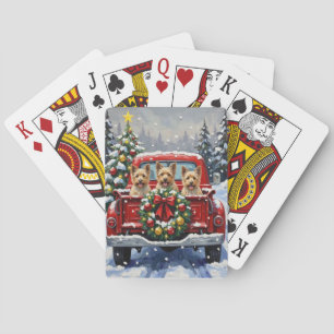Cairn Terrier Kerstmis Rode Truck Vakantie Pokerkaarten