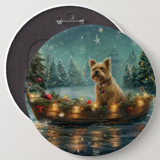 Cairn Terrier Kerstvakantie Ronde Button 6,0 Cm (Voorkant /achterkant)