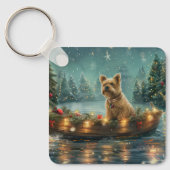Cairn Terrier Kerstvakantie Sleutelhanger (Voorkant)