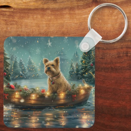 Cairn Terrier Kerstvakantie Sleutelhanger (Achterkant)