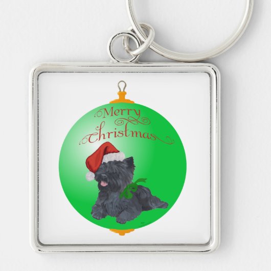 Cairn Terrier Kerstversiering Sleutelhanger (Voorkant)