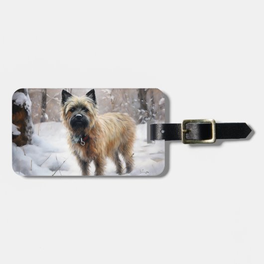 Cairn Terrier Laat het sneeuwen Kerstmis Bagagelabel (Voorkant horizontaal)