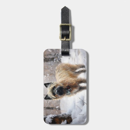 Cairn Terrier Laat het sneeuwen Kerstmis Bagagelabel (Voorkant verticaal)